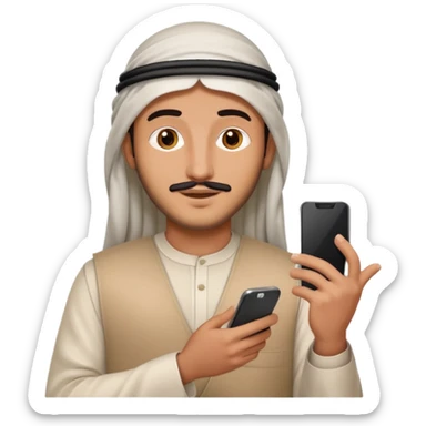 arab man with smartphone, half body sticker