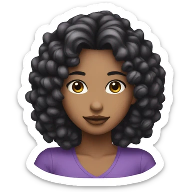 Chica de pelo negro con mechas lilas y ojos lilas  sticker