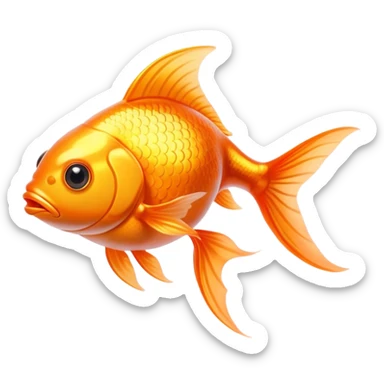 Cinematic Noble Orange Goldfish Portrait Emoji, Poised and regal, with a sleek, streamlined build and a lustrous, vibrant orange body, deep-set soulful golden eyes, Simplified yet sharp and sophisticated features, highly detailed, glowing with a soft, dignified glow, high shine, intelligent and graceful, stylized with an air of aquatic elegance, focused and attentive, soft glowing outline, capturing the essence of a watchful and confident aquatic companion, so majestic it feels as though it could glide out of the screen with effortless authority! sticker