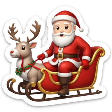 d'Eco de noël avec le père noël sur son traineau très réaliste sur un fond enneigé sticker