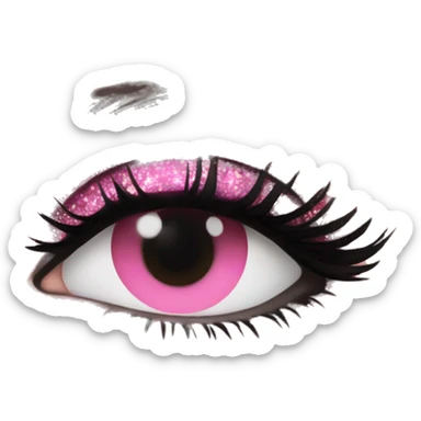 Pink eyeshadow with glitter sticker