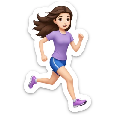 Brunette girl with pretty hair running sticker