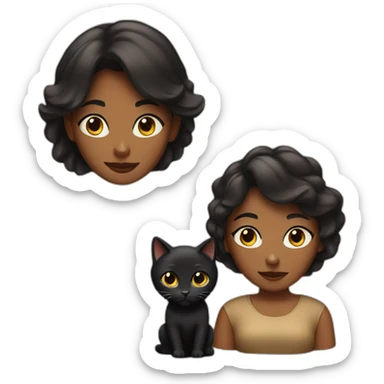 brond woman and black cat sticker