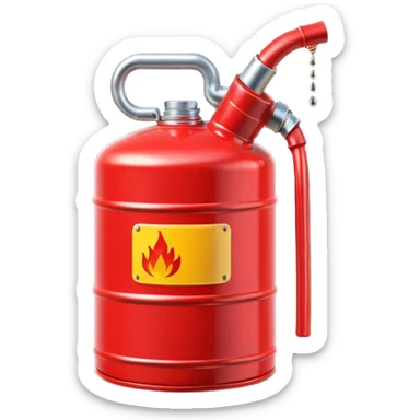 red gasoline canister plain pouring drops of diesel sticker