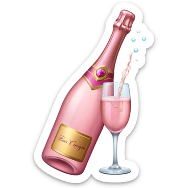 Pink champagne bottle sticker