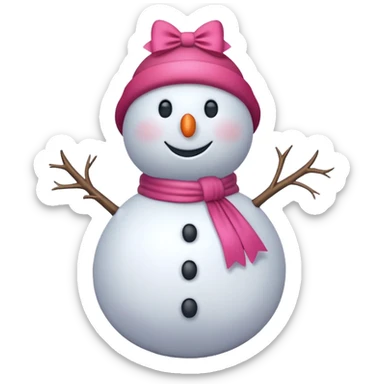Red snowman with pink bow sticker