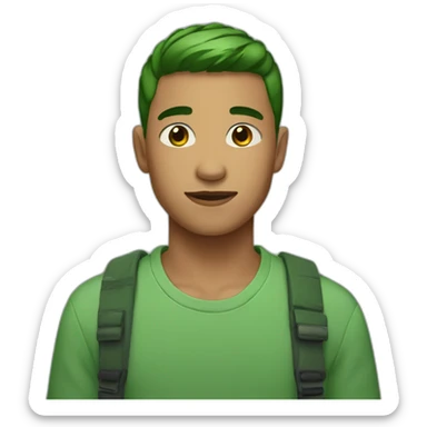boy with green  short hair and brown eyes sticker
