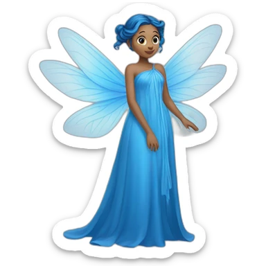 A blind fairy with long blue dress and big blue wings sticker