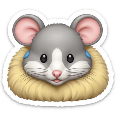 Toy mouse, laying down, gray sticker