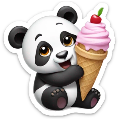 Panda eating ice cream sticker