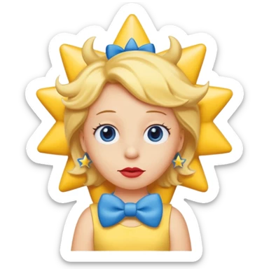 3D emoji head-only, smooth plastic, soft studio light, big round eyes, bold outline, centered, transparent bg,
Maggie Simpson, yellow skin, eight-point star hair with blue bow, red pacifier sticker