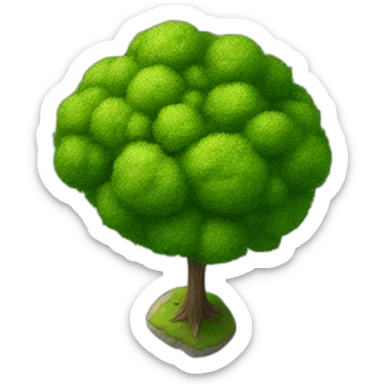 Tree as seen from the sky, looked down from the top, simplified and photorrealistic sticker
