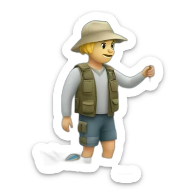 white fishing full body and lake must be shown sticker