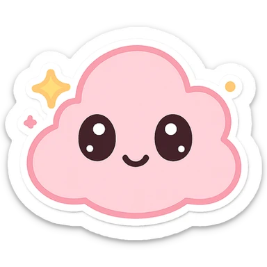 pink sticker with sparkles, kawaii style sticker