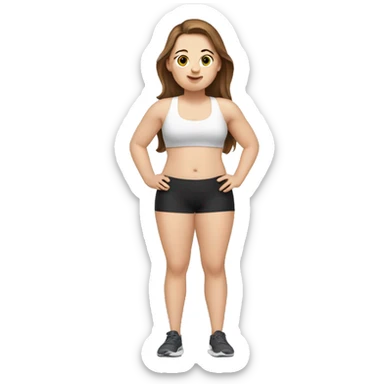 Chubby white girl with brown hair workout sticker