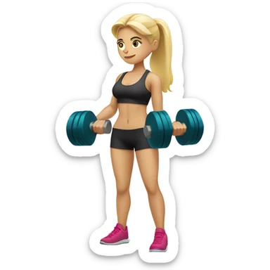 Blonde girl lifting weights  sticker