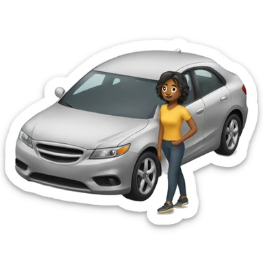 A girl standing car moving sticker