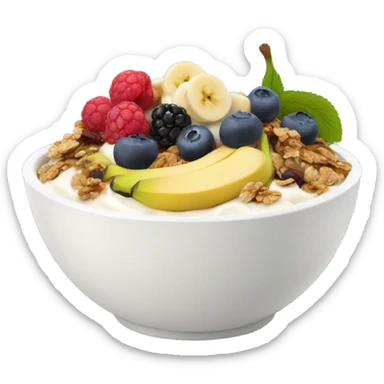 yoghurt bowl with banana, berries and granola sticker