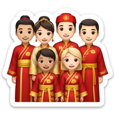 a bunch of friends emoji and they are chinese sticker