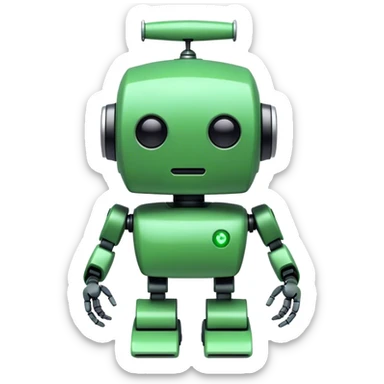 Un proyecto de gestion de residuos electronicos - la mascotas es un robot simpatico color verde sticker