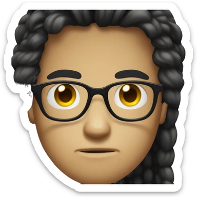 glasses black long hair angry boy sticker