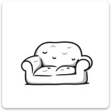 doodle style sofa foam, hand-drawn lines, playful sticker