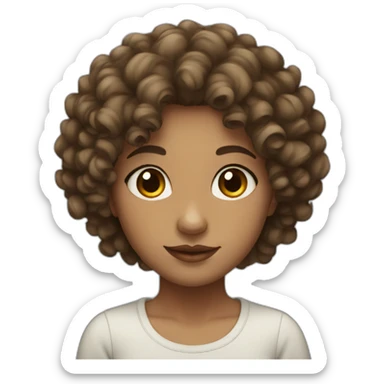 Girl with curly hair, short brown eyes, thick lips  sticker