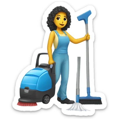 Woman cleaning her car sticker