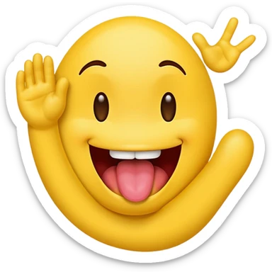Tongue sticking out smiling emoji with hands and feet on the screen  sticker