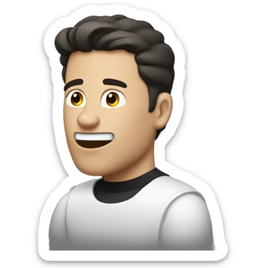 Dark haired white Man sending reaction gifs on his computer  sticker