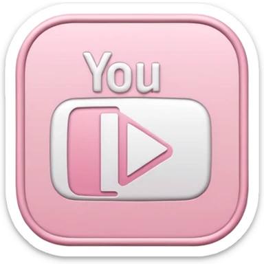 Símbolo do YouTube em tons rosa claro e branco com contorno branco, efeito adesivo, estilo emoji de iPhone. sticker