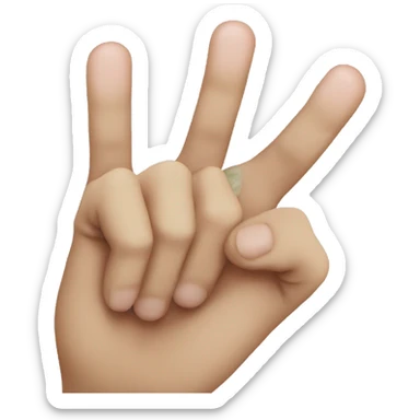 kiss with hand holding two fingers up sticker