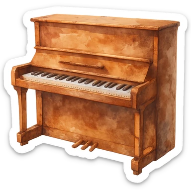 watercolor style piano sticker