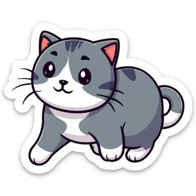 cartoon cat flopping over, looking defeated sticker