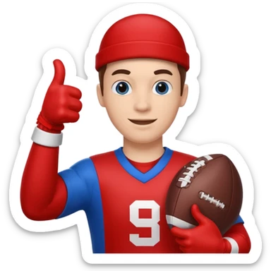 #1 glove thumbs up football fanin blue (#00A3E0) and red (#F9423A)  sticker