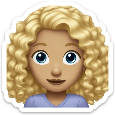 Girl with curly blonde hair blue eyes  sticker