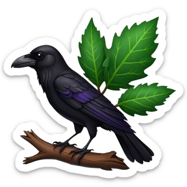A raven holding a weirwood leaf sticker