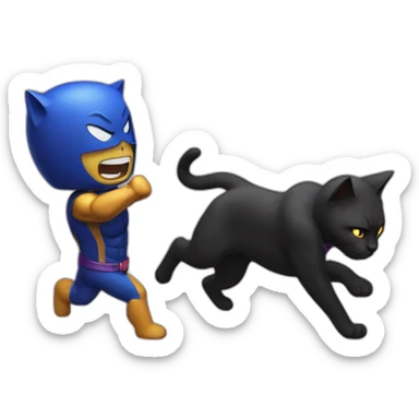 Cat beating Darkseid from DC sticker