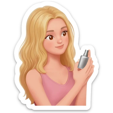 haz una chica rubia aplicandose perfume sticker