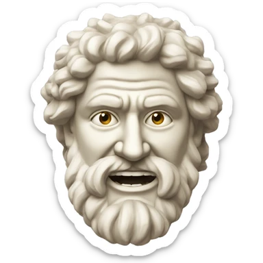 Ancient Greek King Odysseus Statue Face Only, Laughing out loud, Off-white sticker