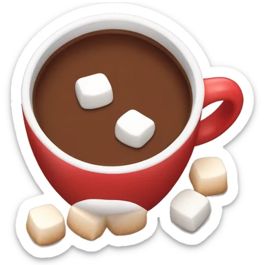 red mug of hot chocolate with marshmallows sticker