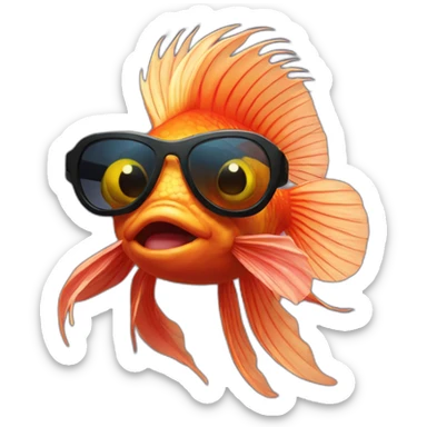 beta fish in sunglasses sticker