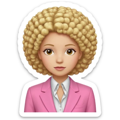 afro blonde hair woman pink suit sticker