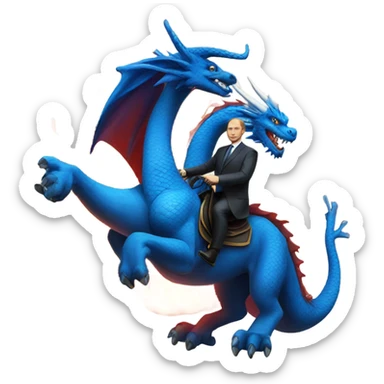 putin on blue dragon that throws flames  CH4 sticker