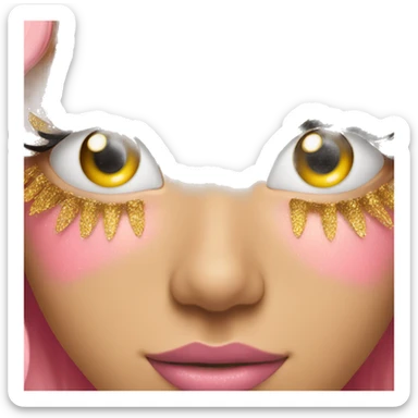 pink and gold eyelashes sticker