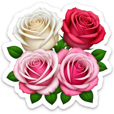 Red roses with pink roses and with white roses too. sticker