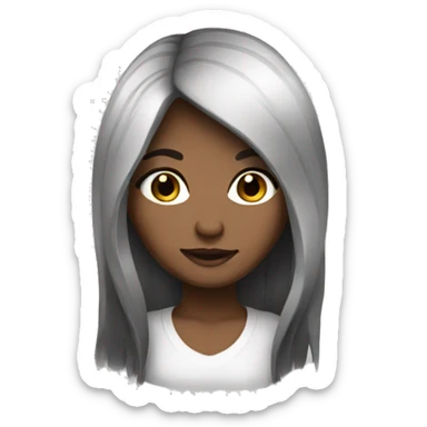 black and white haired brown-eyed girl sticker