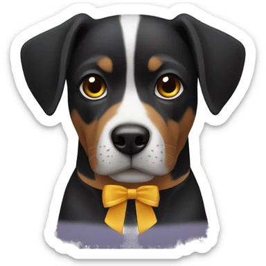 Perro negro con lazo de luto sticker