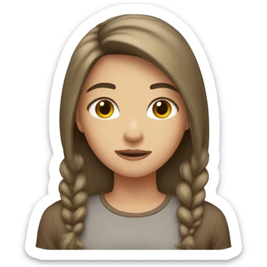 Girl with brown shirt hair snowing  sticker