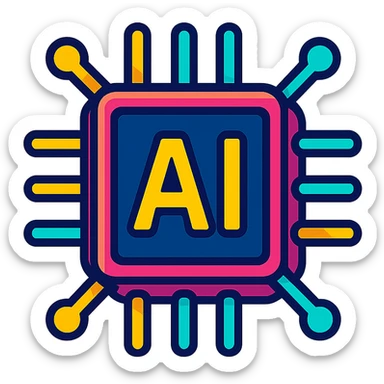 AI chip with neon lines sticker